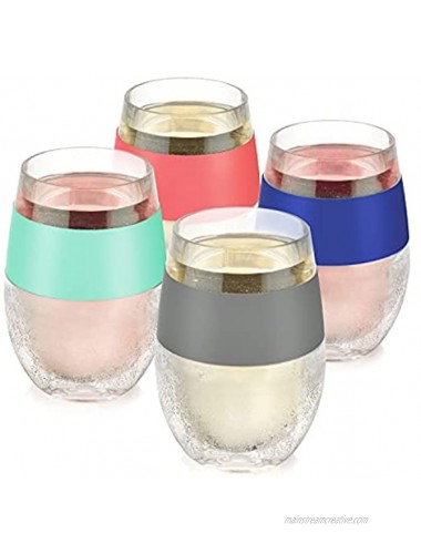 HOST Cooling Cup Set of 4 Double Wall Insulated Freezable Drink Chilling Tumbler with Freezing Gel Glasses for Red and White Wine 4 CountPack of 1 Assorted Colors