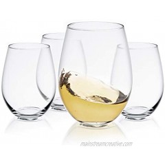 JoyJolt Spirits Stemless Wine Glasses for Red or White Wine Set of 4-19-Ounces