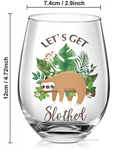Let's Get Slothed Stemless Wine Glass Funny Sloth Present for Sloth Lovers Him Her Men Women Friend Family Coworker on Birthday Christmas Thanksgiving Festival Graduation Wine Glass Present 17 oz