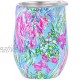 Lilly Pulitzer 12 Ounce Insulated Stemless Wine Tumbler with Lid Blue Stainless Steel Travel Cup Best Fishes