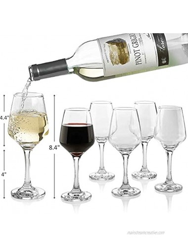 Premium Wine Glasses 10 Ounce Lead Free Clear Classic Wine Glass with Stem Pack of 6 Great For White And Red Wine Elegant Gift For Housewarming Party