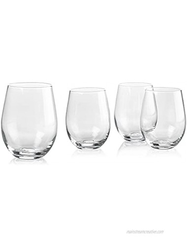 Set of 4 Classic Wine Stemless Glasses 18 Ounce Toasting Sparkling Wine Wedding Flutes