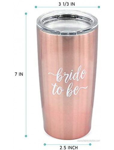The Navy Knot Bride To Be Wine Tumbler Stainless Steel Skinny Insulated Drink Tumbler w Lid Bride Gift for Weddings Engagement Parties For Wine Coffee or Water Rose Gold 20 Oz