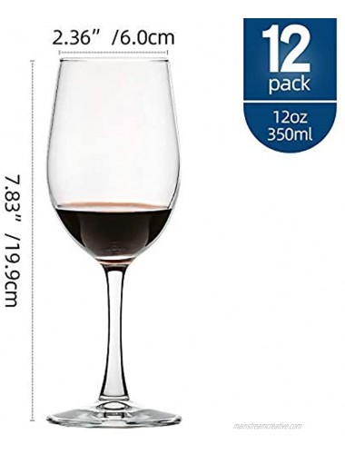 UMI UMIZILI 12 Ounce Set of 12 Classic Durable Red White Wine Glasses For Party