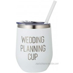 Wedding Planning Cup White Stainless Steel 12oz Wine Tumbler with Lid and straw! Perfect Engagement Gift for the Future Bride Future Mrs. Wine Glass Engagement Gift For her Gifts for Bride White