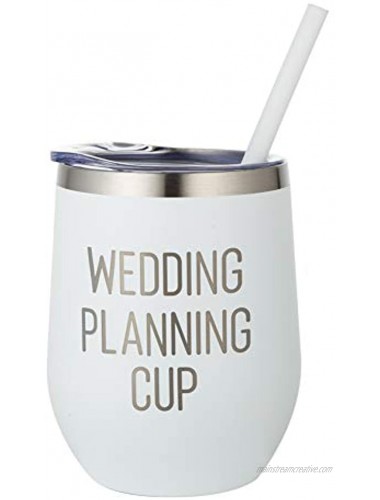 Wedding Planning Cup White Stainless Steel 12oz Wine Tumbler with Lid and straw! Perfect Engagement Gift for the Future Bride Future Mrs. Wine Glass Engagement Gift For her Gifts for Bride White