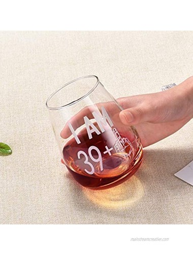 Wine Glass 39 + One Middle Finger 40th Wine Glass for Men Women Funny Stemless Wine Glass for Friend Wine Lover Turning 40 Perfect Party Decoration Big Capacity Better Sober Up 15Oz