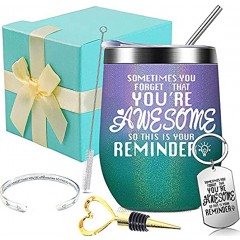You Are Awesome Wine Tumbler Thank You Gifts Inspirational Funny Birthday Gifts For Women Friend Mom Coworker Teacher Sister Wine Gift Ideas For Her 12oz Glitter Insulated Wine Tumbler With Lid