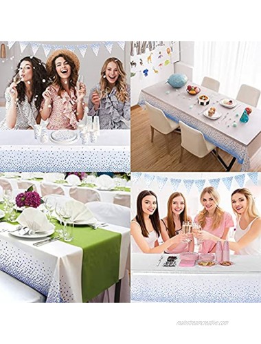 10 Pack 54 x 108 Plastic Tablecloths Rectangular Tablecloths Blue Dot Disposable Tablecloths for Rectangle Tables Dining Table Covers Cloth for Parties Picnic Christmas Wedding Anniversary