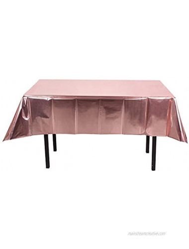 2-Pack Rectangular Plastic Tablecloth 54x108'' Disposable Party Table Cloths Disposable Dot Confetti Rectangular Table Covers Thanksgiving Christmas Wedding Bridel Shower Foil Rose Gold