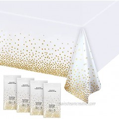 4 Pack Plastic Tablecloths for Rectangle Tables 54 x 108 Waterproof Party Table Cloths Disposable Gold Dot Confetti Rectangular Table Covers for Parties Graduation Wedding Thanksgiving Christmas
