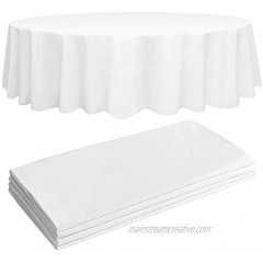 4 White Premium Round Plastic Tablecloth 84" Plastic Table Cloth | Disposable Tablecloths | White Tablecloths | Plastic Table Cover | Paper Tablecloths for BBQ Party Fine Dining Wedding ,Outdoor
