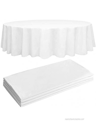 4 White Premium Round Plastic Tablecloth 84 Plastic Table Cloth | Disposable Tablecloths | White Tablecloths | Plastic Table Cover | Paper Tablecloths for BBQ Party Fine Dining Wedding ,Outdoor