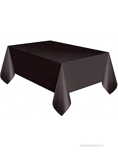 6-Pack Plastic Tablecloth Disposable Rectangle Table Covers 54 Inch. x 72 Inch. Rectangle Table Cover Decorative Fabric Table Cover for Dining Table Buffet Parties and Camping Black