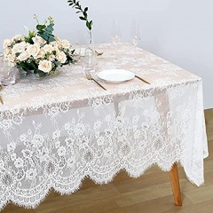60x120 Inches White Lace Tablecloth Rectangle Vintage Embroidered Lace Table Cover for Wedding Party Home Outdoor Fall Table Decorations