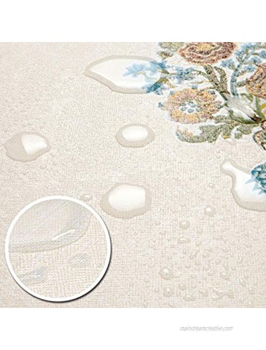 AIRCOWRIE Waterproof Vinyl Tablecloths Heavy Duty Oil Proof Spill Proof Plastic Table Cloth Wipe Clean PVC Table Cover for Summer Indoor and Outdoor Use Embroidery Flower 54”×108” Rectangle