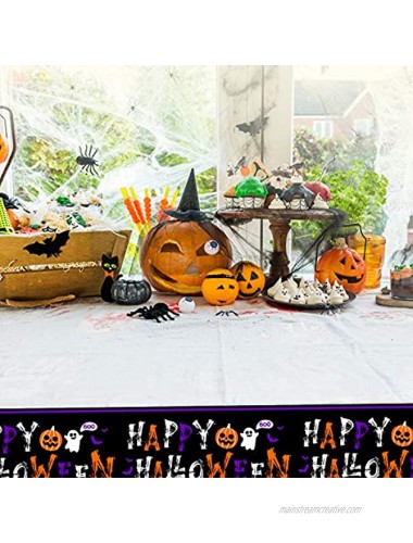 Aneco 3 Pack Halloween Plastic Party Tablecloth Table Cover 54 x 108 Inches Disposable Happy Halloween Tablecloth for Halloween Party Decoration Supplies
