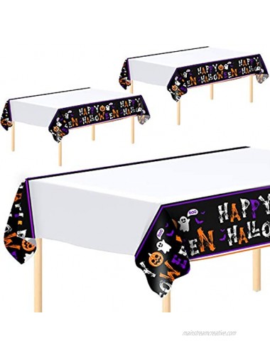Aneco 3 Pack Halloween Plastic Party Tablecloth Table Cover 54 x 108 Inches Disposable Happy Halloween Tablecloth for Halloween Party Decoration Supplies
