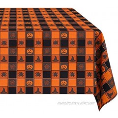 Aneco 54 x 84 Inches Halloween Buffalo Plaid Tablecloth Table Cover Halloween Tablecloth Table Cover Cotton Black Orange Check Tablecloth for Halloween Indoor Outdoor Events