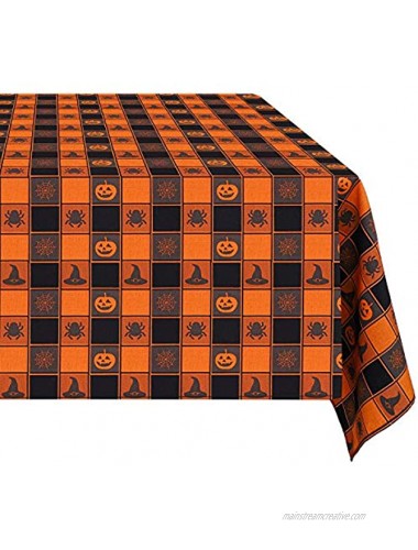Aneco 54 x 84 Inches Halloween Buffalo Plaid Tablecloth Table Cover Halloween Tablecloth Table Cover Cotton Black Orange Check Tablecloth for Halloween Indoor Outdoor Events