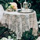 ARTABLE Rectangle Small Table Cloth Lace Macrame Vintage Tablecloth Shabby Chic Embroidered Oblong Table Cover for Wedding Banquet Holiday Long Dinner Tables Golden 33" x 33"