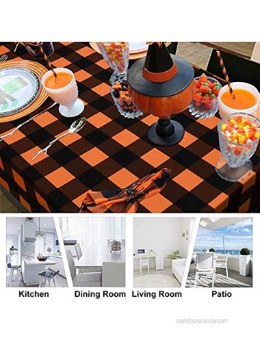 ASPMIZ Halloween Tablecloth Plaid Checkered Table Cloth Orange and Black Tablecloths Machine Washable Tablecloth Rectangle for Dinner Party Decoration 60 x 120 inch