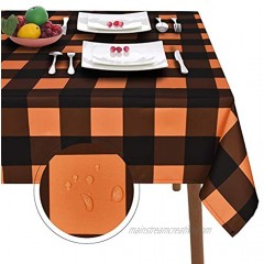 ASPMIZ Halloween Tablecloth Plaid Checkered Table Cloth Orange and Black Tablecloths Machine Washable Tablecloth Rectangle for Dinner Party Decoration 60 x 120 inch