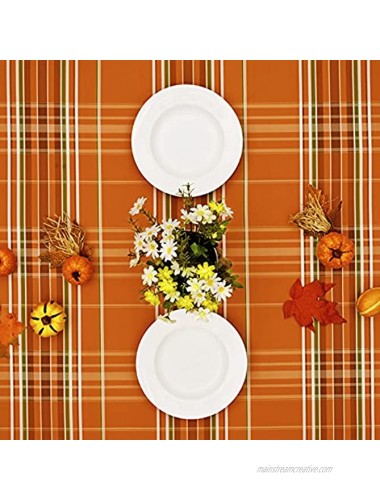 Autumn Fall Tablecloth for Thanksgiving Gingham Buffalo Plaid Table Cloth Checkered Waterproof Spillproof Table Cover for Dinner Kitchen Party Holiday Decor Yellow Orange Rectangle 60 x 84 Inch