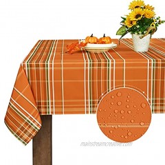 Autumn Fall Tablecloth for Thanksgiving Gingham Buffalo Plaid Table Cloth Checkered Waterproof Spillproof Table Cover for Dinner Kitchen Party Holiday Decor Yellow Orange Rectangle 60 x 84 Inch