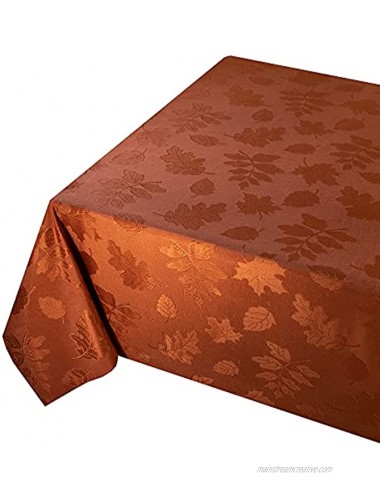 Benson Mills Harvest Legacy Damask Fabric Tablecloth for Fall Harvest and Thanksgiving Rust 60 x 104 Rectangular