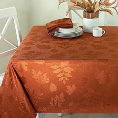 Benson Mills Harvest Legacy Damask Fabric Tablecloth for Fall Harvest and Thanksgiving Rust 60" x 104" Rectangular