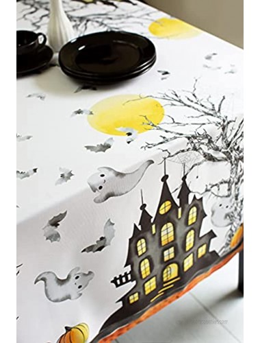 Benson Mills Printed Halloween Fabric Tablecloth Haunted Mansion 60 x 120 Rectangular