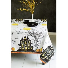 Benson Mills Printed Halloween Fabric Tablecloth Haunted Mansion 60" x 120" Rectangular