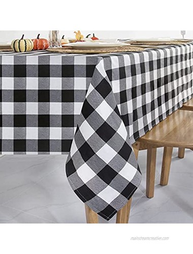 Buffalo Checkered Tablecloth 56 x 84 inch Black White Plaid Table Cloth Farmhouse Tablecloth for Halloween Thanksgiving Party Decorations