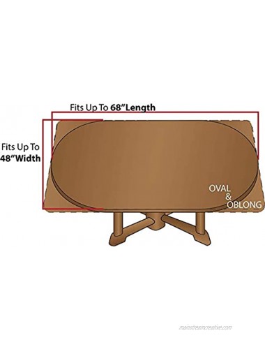 Covers For The Home Deluxe Elastic Edged Flannel Backed Vinyl Fitted Table Cover Woodgrain Oak Pattern Oblong Oval Fits Tables up to 48 W x 68 L