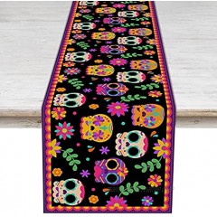 Day of The Dead Table Runner Sugar Skull Dia De Los Muertos Tablecloth Mexico Holiday Party Kitchen Dining Room Home Decoration