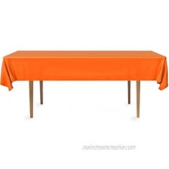 DecorRack 6 Rectangular Tablecloths -BPA- Free Plastic 54 x 108 inch Dining Table Cover Cloth Rectangle for Parties Picnic Camping and Outdoor Disposable or Reusable in Orange 6 Pack