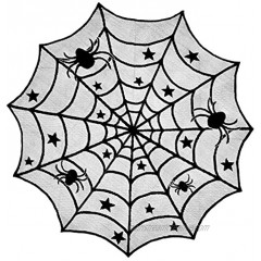 DII 40 Round Polyester Lace Table Topper Black Spider Web Perfect for Halloween Dinner Parties and Scary Movie Nights