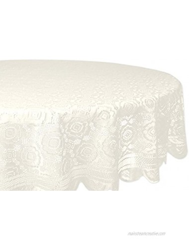 DII Home Essentials 100% Polyester Machine Washable Shabby Chic Vintage Tablecloth or Overlay 63 Round Vintage Lace Cream