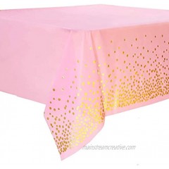 EMAAN 2 Pack Pink Premium Rectangle Table Plastic Tablecloth Party Table Cloths Disposable 54 x 108 inches Gold Dots Rectangular Waterproof Table Cover for Parties Wedding Baby Shower