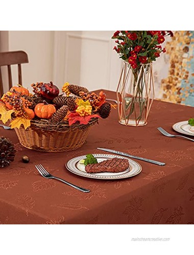 Fall Tablecloth Maple Leaves Fabric Table Cloth for Fall Decorations Harvest & Thanksgiving Dinner Parties 60 x 120 Rectangular