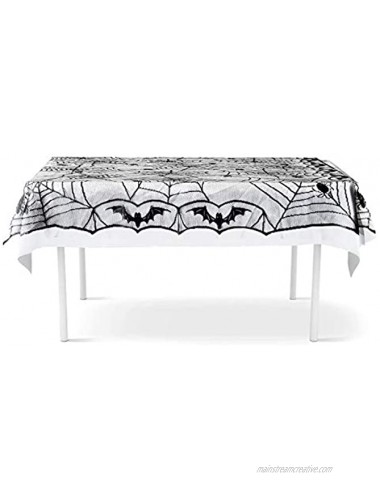 FUN LITTLE TOYS Rectangular Tablecloth Black Spider Web Tablecover Halloween Decoration Party Supplies Scary Movie Nights 100 x 53 Inch