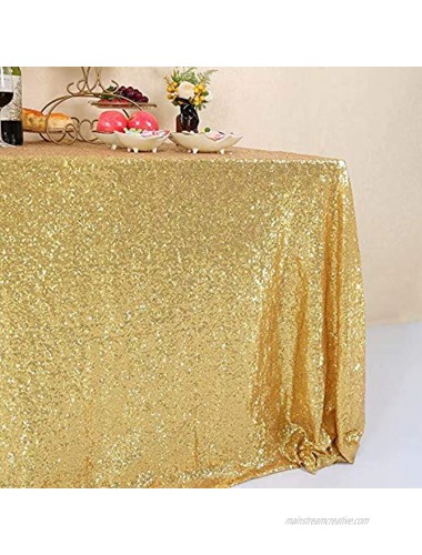 GFCC Seamless Glitter Gold Sequin Tablecloth 50x84 inch for Party Wedding Banquet Christmas Event Table Cloth Decorations Sparkly Cake Table Cover