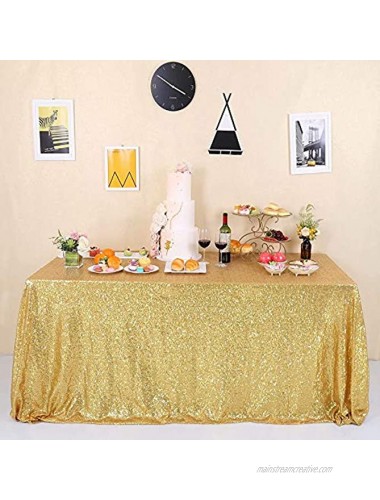 GFCC Seamless Glitter Gold Sequin Tablecloth 50x84 inch for Party Wedding Banquet Christmas Event Table Cloth Decorations Sparkly Cake Table Cover