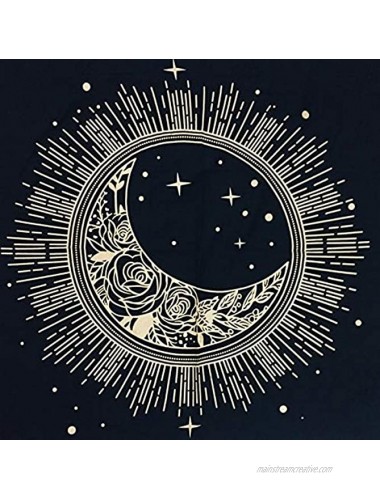 Golden Sun Moon Altar Cloth 3636 Inches Table Cloth Black Gold Pattern Universe Premium Spiritual Cotton Altar Cloth by Indian Consigners Sun Star & Moon