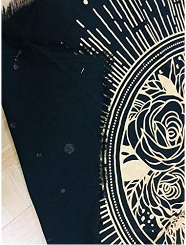 Golden Sun Moon Altar Cloth 3636 Inches Table Cloth Black Gold Pattern Universe Premium Spiritual Cotton Altar Cloth by Indian Consigners Sun Star & Moon