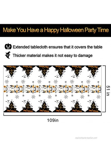 Halloween Haunted Tablecloth 2 Packs 52 x 109 inches Rectangle Halloween Table Covers Premium Plastic Halloween Disposable Tablecloth for Halloween Party Decorations