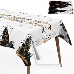 Halloween Haunted Tablecloth 2 Packs 52 x 109 inches Rectangle Halloween Table Covers Premium Plastic Halloween Disposable Tablecloth for Halloween Party Decorations