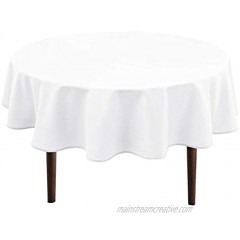 Hiasan White Round Tablecloth 60 Inch Waterproof Stain Resistant Spillproof Polyester Fabric Table Cloth for Dining Room Kitchen Parties
