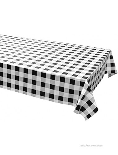 Iconikal 54 x 108-inch Plastic Tablecloth Table Cover White Buffalo Plaid 3-Pack